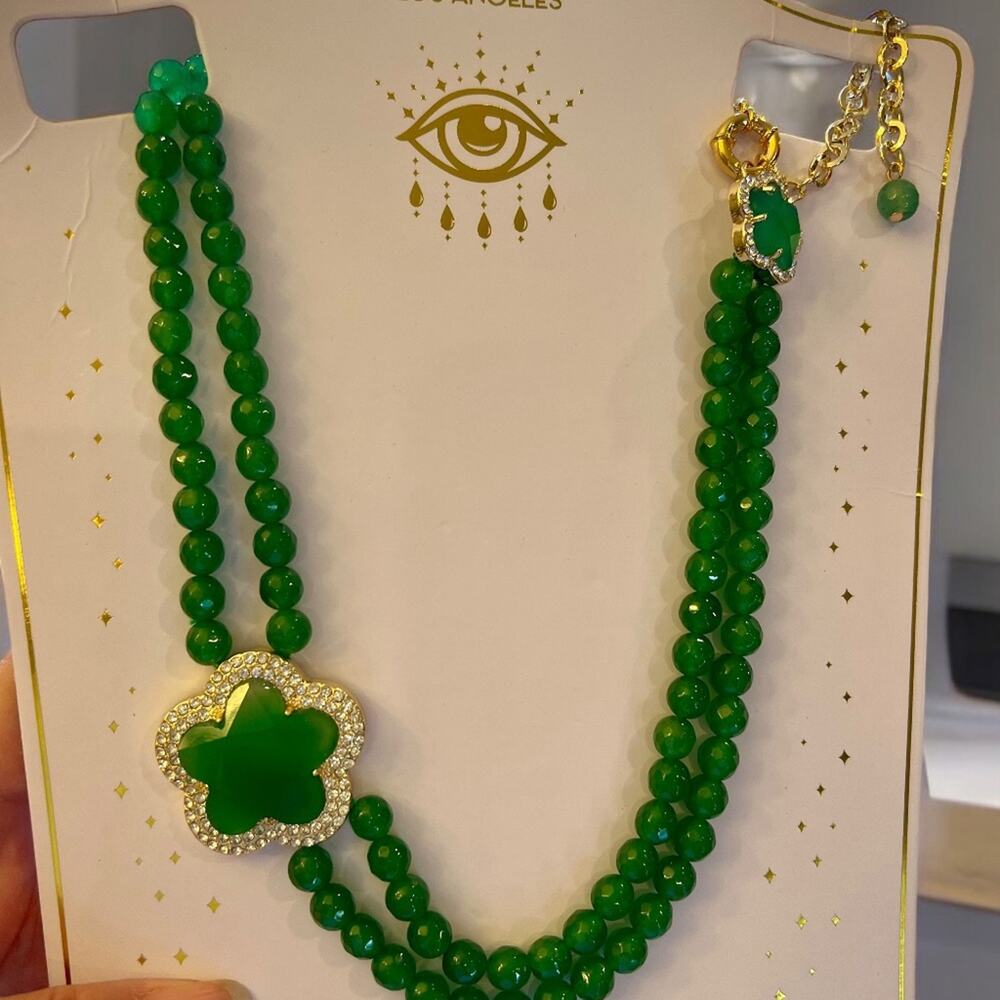 Eye Candy Women's Cubic Zirconia & Agate Beaded Choker Necklace - NWT